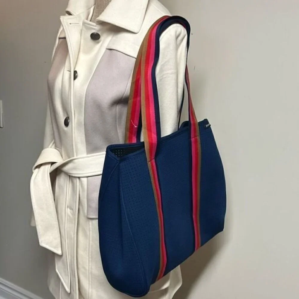 New Punch Australian Explorer Neoprene Navy Tote with mini zip bag - Picture 11 of 13